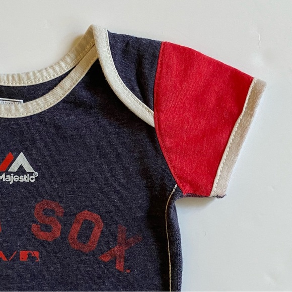 Boston Red Sox One Piece Size 0 3 Months Baseball snap Top MLB Blue Red Baby EUC - Picture 2 of 10